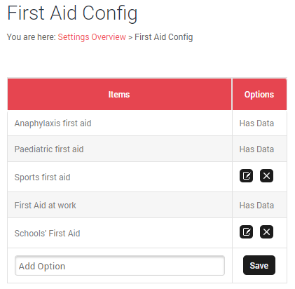Configuring First Aid Training – HUB Help